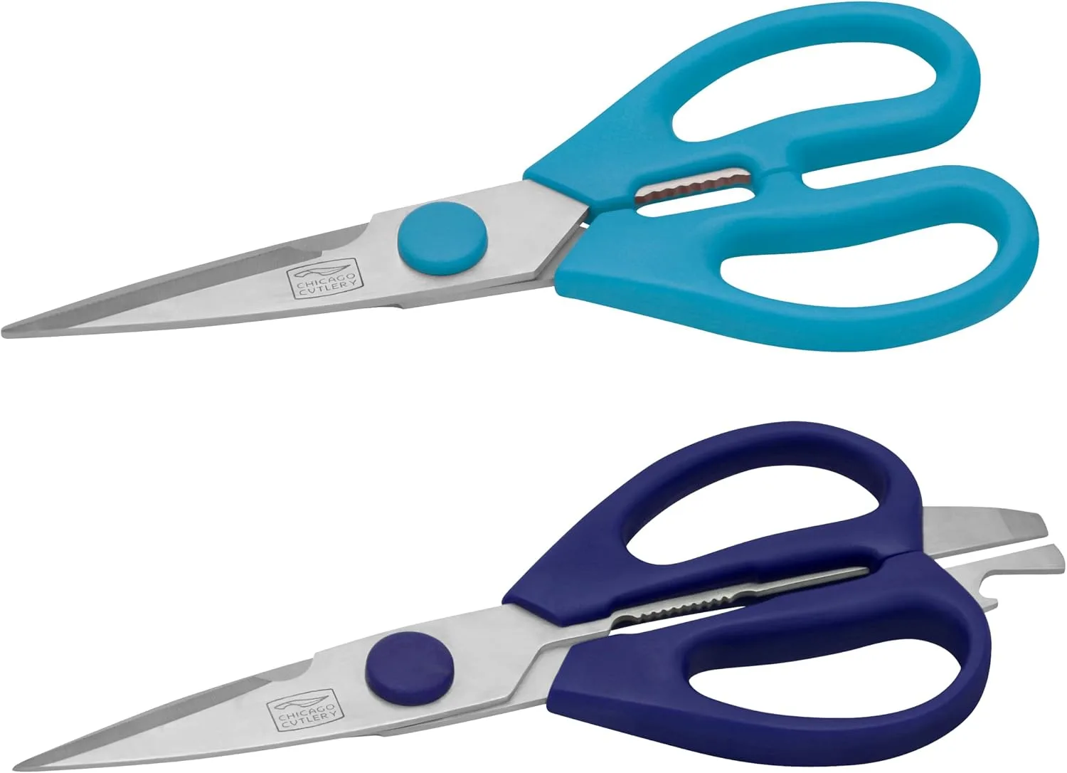 Chicago Cutlery 2-Pack Soft Grip Kitchen Scissors Shears With Bottle Opener, All Purpose Stainless Steel
