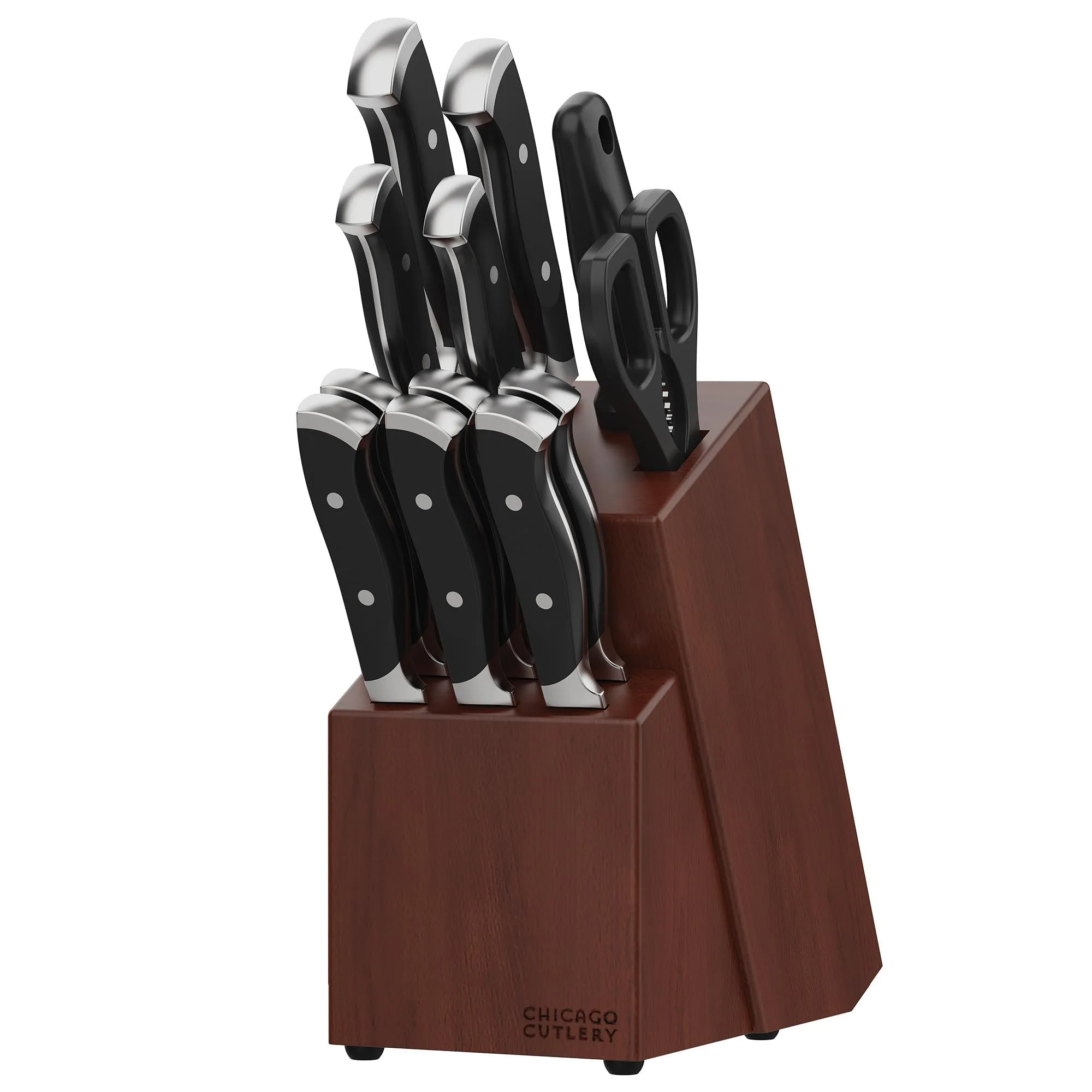Chicago Cutlery Armitage (13-PC) Kitchen Knife Block Set with Steak Knives and Wooden Block, Black