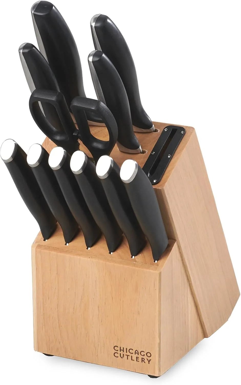 Chicago Cutlery Avondale (12-PC) Built-In Sharpener Kitchen Knife Block Set with Steak Knives, Ergonomic