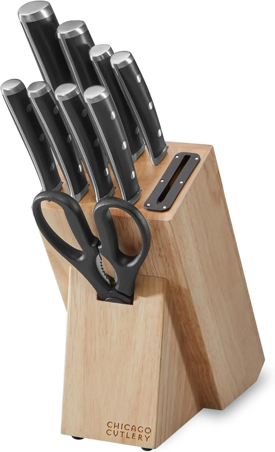 Chicago Cutlery Damen (10-PC) Built-In Sharpener Kitchen Knife Block Set with Steak Knives, Ergonomic