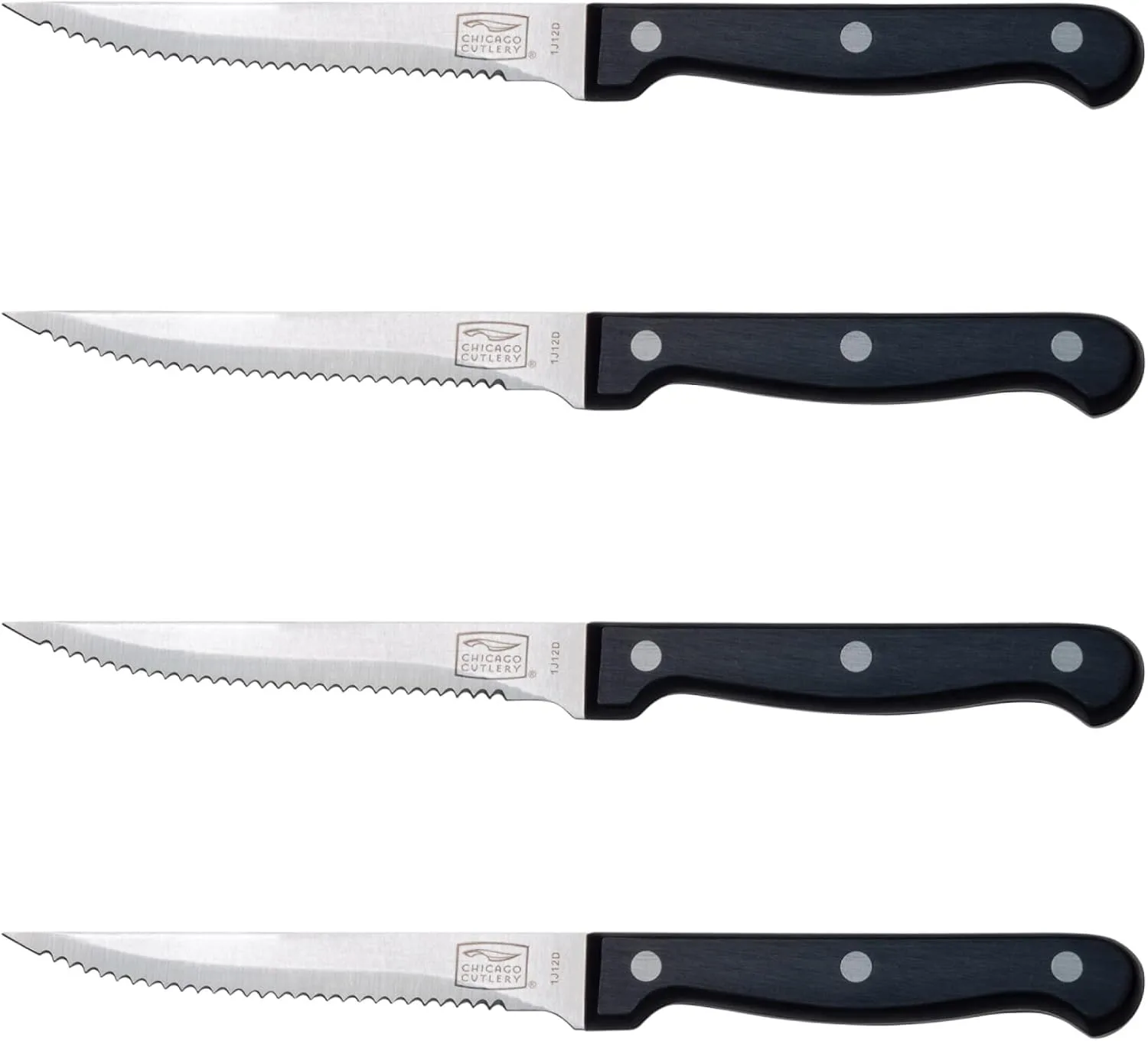Chicago Cutlery Essentials 4-Piece Serrated Steak Knives, 4.5" Stainless Steel Blades
