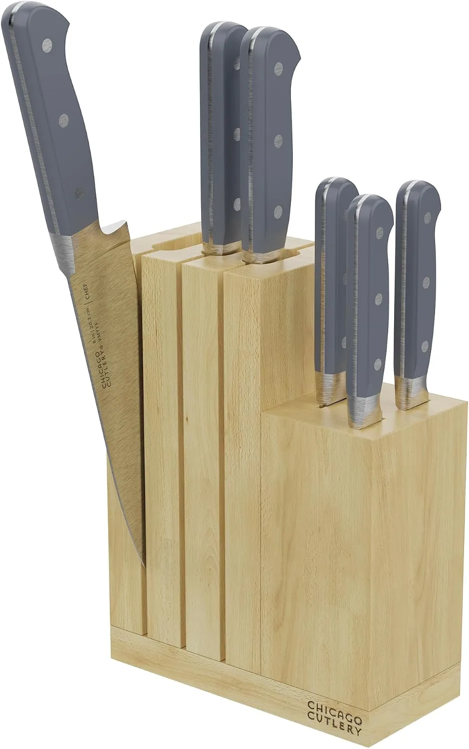 Chicago Cutlery Halsted (14-PC) Full Cutlery Knife & Wooden Block Set, Ergonomic Handles and Sharp