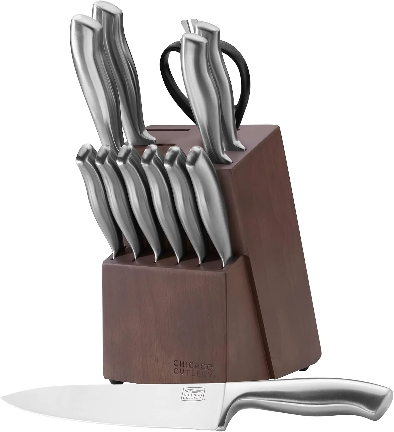 Chicago Cutlery Insignia (13-PC) Kitchen Knife Block Set With Wooden Block, Contoured Handles and Sharp