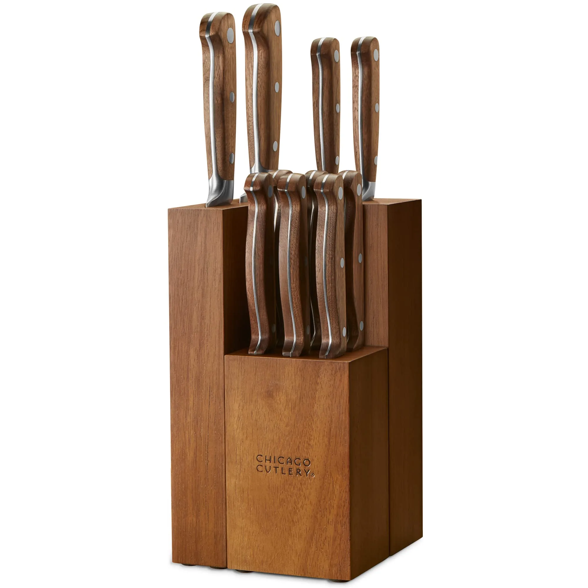 Chicago Cutlery Racine 12-PC Kitchen Knife Wood Block Set, Stainless Steel Knife Block Set, Steak